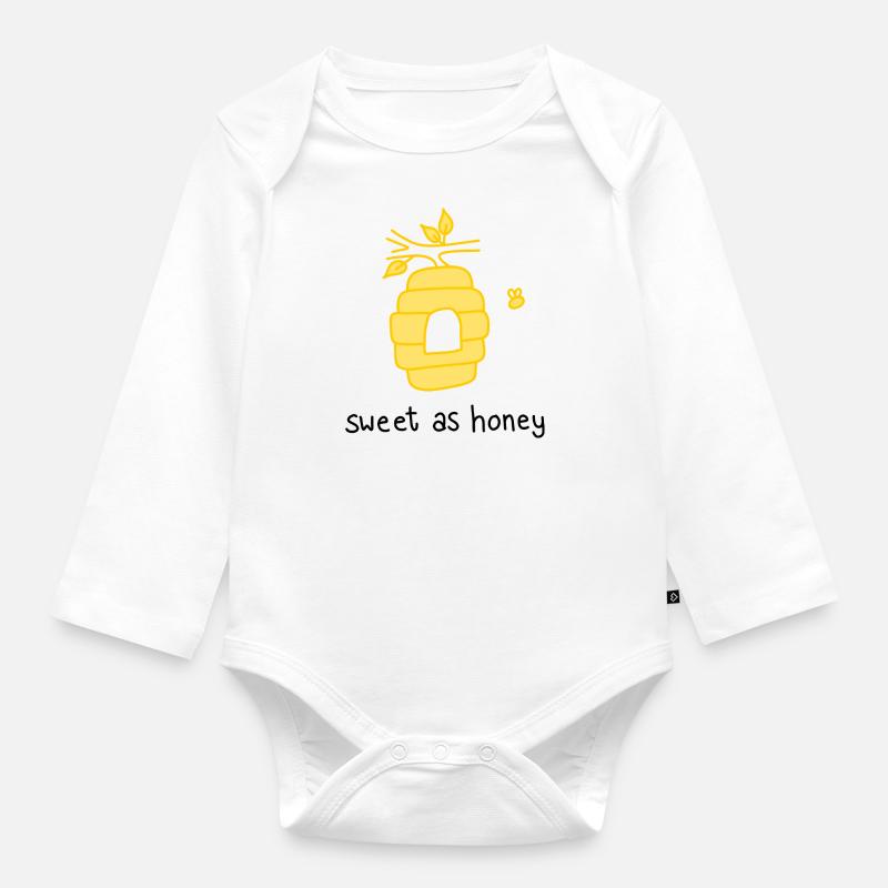 Doux comme du miel - Body Bébé bio manches longues - blanc