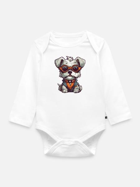 dog lover - Baby Bio-Langarm-Body - Weiß