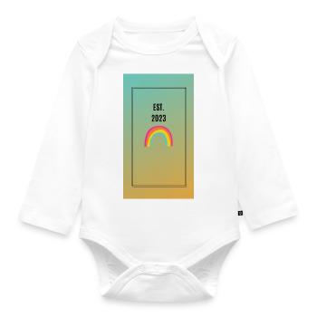 Geschenk, Geburt, Regenbogen, Mama, Überraschung - Baby Bio-Langarm-Body - Weiß - Vorne