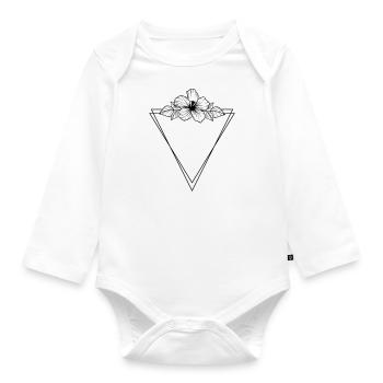 Hibiscus Boho Fleur peinte à la main - Body Bébé bio manches longues - blanc - Devant
