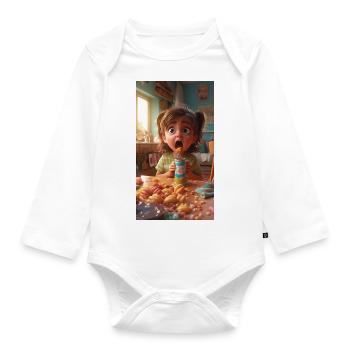 Little Lunch Girl - Organic Longsleeve Baby Bodysuit - white - Front
