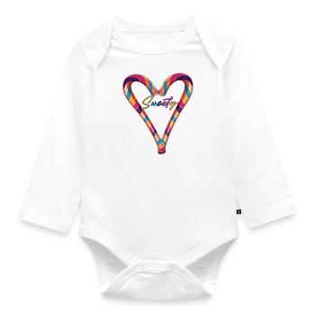 sweety,love is love ,heart, candy cane, candy - Organic Longsleeve Baby Bodysuit - white - Front