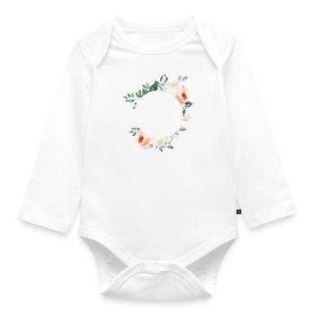 Bouquet de fleurs boho personnalisable - Body Bébé bio manches longues - blanc - Devant