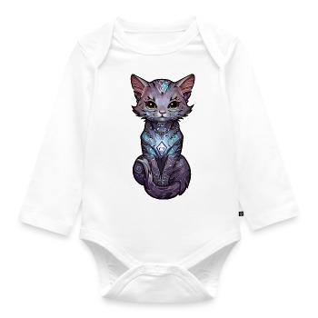 Spiritual Cat - Baby Bio-Langarm-Body - Weiß - Vorne