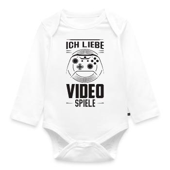 ich liebe video spiele - Baby Bio-Langarm-Body - Weiß - Vorne