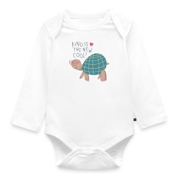 Illustration "Kind is the new cool" - Organic Longsleeve Baby Bodysuit - white - Front