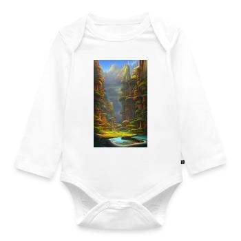Simulation abstract nature landscape - Organic Longsleeve Baby Bodysuit - white - Front
