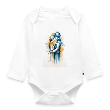 Lebhaftes goldenes und blaues Paar - Baby Bio-Langarm-Body - Weiß - Vorne