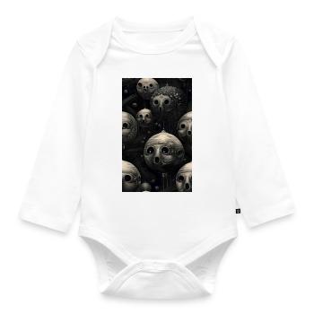 Grey sphere faces - Organic Longsleeve Baby Bodysuit - white - Front