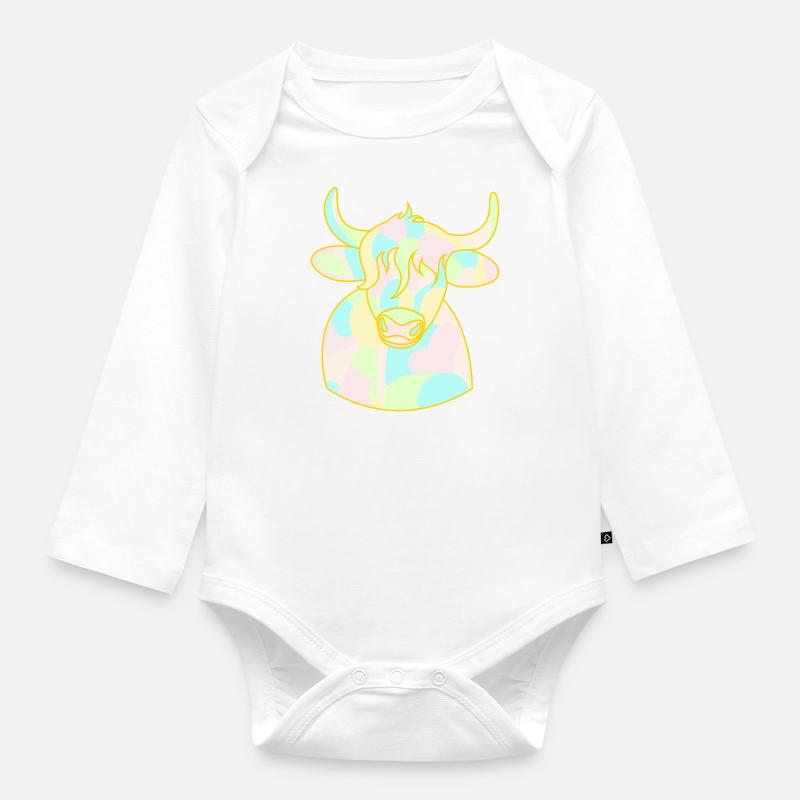 Opal Cuddle Bull - Organic Longsleeve Baby Bodysuit - white