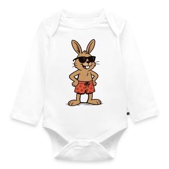Bunny Sunglasses - Organic Longsleeve Baby Bodysuit - white - Front