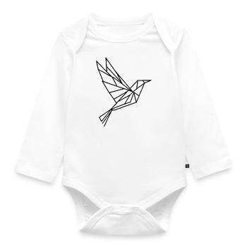 oiseau, colibri en origami - Body Bébé bio manches longues - blanc - Devant