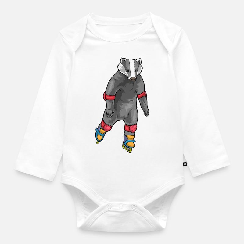 Badger Inline skating Inline skates - Organic Longsleeve Baby Bodysuit - white