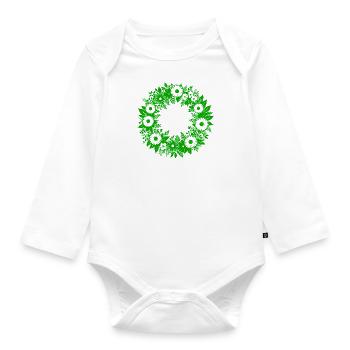 Blumenkranz - Baby Bio-Langarm-Body - Weiß - Vorne