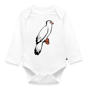 Bird Sitting Cute Cage Branch Pet Dear Parrot - Organic Longsleeve Baby Bodysuit - white - Front