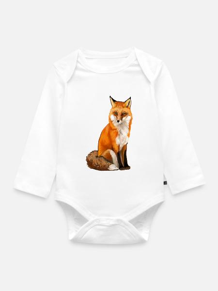 Fuchs - Baby Bio-Langarm-Body - Weiß