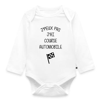 Course Automobile / Voiture / Sport / Sportif - Body Bébé bio manches longues - blanc - Devant