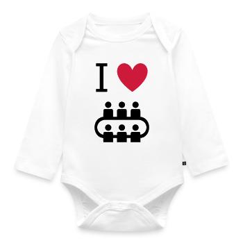 ★ Design colors changeable ★ I love meetings - Organic Longsleeve Baby Bodysuit - white - Front