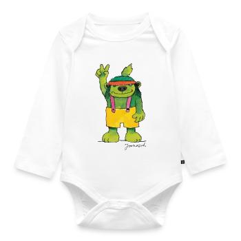 Janosch Emil Der Grünbär Peace - Baby Bio-Langarm-Body - Weiß - Vorne