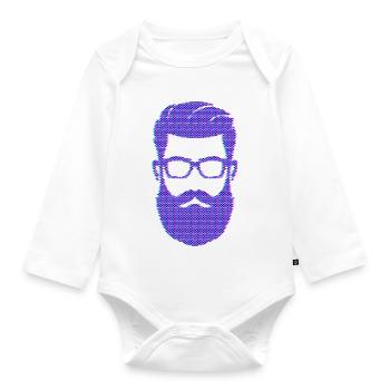 Beard Wearer Masculinity Mustache Beard - Organic Longsleeve Baby Bodysuit - white - Front