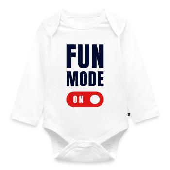 FUN MODE ON - Organic Longsleeve Baby Bodysuit - white - Front