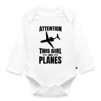 Aircraft observer - Organic Longsleeve Baby Bodysuit - white - Front