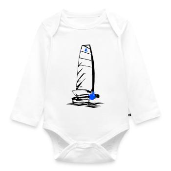Foiling Moth Sailboat Foil Sailing Dinghy Moth - Organic Longsleeve Baby Bodysuit - white - Front