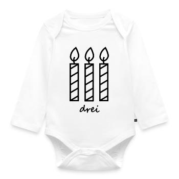 Anniversaire Trois Bougies - Body Bébé bio manches longues - blanc - Devant