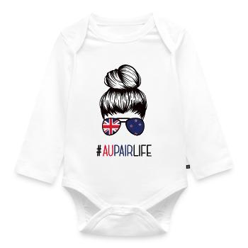 Au Pair New Zealand Aupair Work Travel #Aupairlife - Organic Longsleeve Baby Bodysuit - white - Front