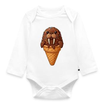 Walrus Eiscreme Traum - Baby Bio-Langarm-Body - Weiß - Vorne