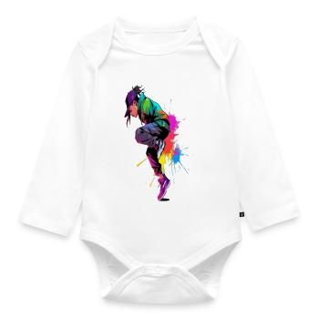 Street Dancer Colorful Paint Splash Hip Hop Art - Baby Bio-Langarm-Body - Weiß - Vorne