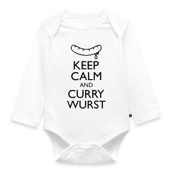 Keep calm and Curry Sausage - Organic Longsleeve Baby Bodysuit - white - Front