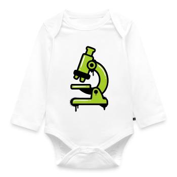 Mikroskop Graffiti Logo - Baby Bio-Langarm-Body - Weiß - Vorne
