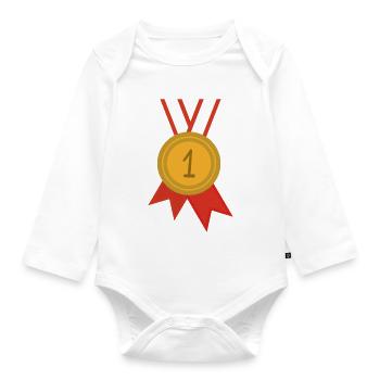 Medal First Place Sport - Organic Longsleeve Baby Bodysuit - white - Front
