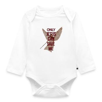 Only Jesus can save me christliches Design - Baby Bio-Langarm-Body - Weiß - Vorne