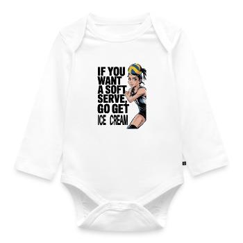 Soft-Serve? Dann ab zum Eis – Volleyball - Baby Bio-Langarm-Body - Weiß - Vorne