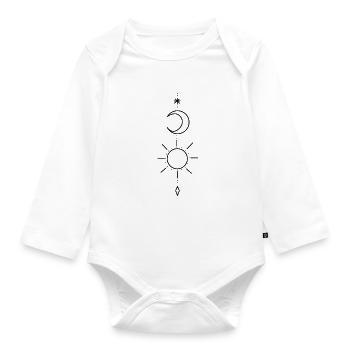 Sun moon star dots - Organic Longsleeve Baby Bodysuit - white - Front
