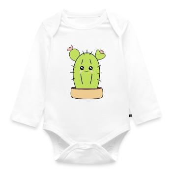 Cactus Kawaii Plante Kawaii Succulentes Kawaii - Body Bébé bio manches longues - blanc - Devant
