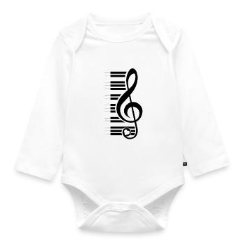 Klavierlover - piano with treble clef - Organic Longsleeve Baby Bodysuit - white - Front