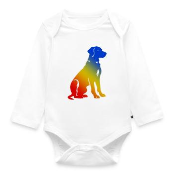 Dackel DachsHund Bunt Hund Bunt - Baby Bio-Langarm-Body - Weiß - Vorne