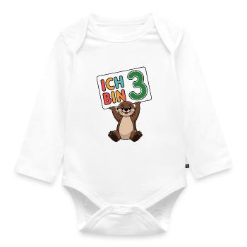 Ich bin 3 Jahre dritter Geburtstag - Baby Bio-Langarm-Body - Weiß - Vorne