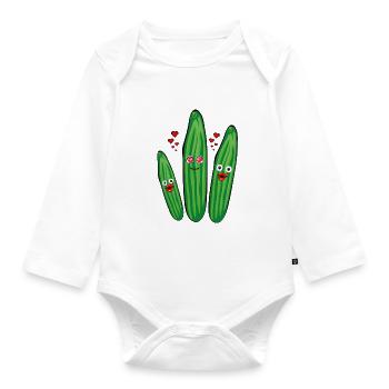 Cucumber Trio,Cucumber,Cucumber,Cucumber,Cucumber,Hearts,Love - Organic Longsleeve Baby Bodysuit - white - Front