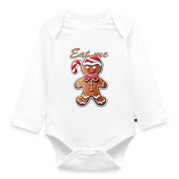 Lebkuchenmann / Weihnachten / Weihnachtsmann - Baby Bio-Langarm-Body - Weiß - Vorne