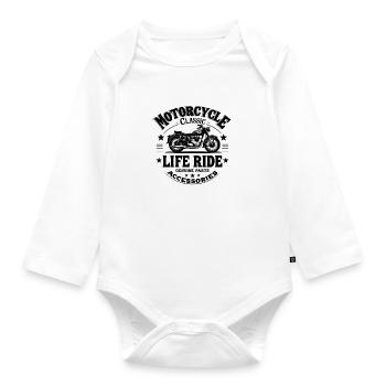 Vintage Motorrad-Emblem - Baby Bio-Langarm-Body - Weiß - Vorne