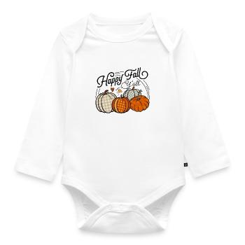 Happy Fall Y'All Fall Pumpkins - Organic Longsleeve Baby Bodysuit - white - Front