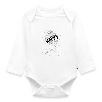 Happy BDay - Organic Longsleeve Baby Bodysuit - white - Front