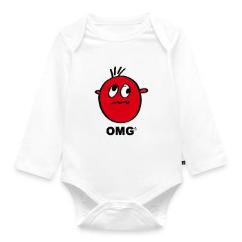 omg smilie - Organic Longsleeve Baby Bodysuit - white - Front