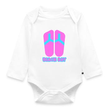 Beach Day Flip Flop in rosa/blau - Baby Bio-Langarm-Body - Weiß - Vorne