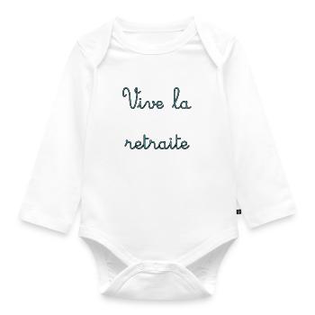 RETRAITE. BONNE RETRAITE. JOYEUSE RETRAITE. COEUR - Body Bébé bio manches longues - blanc - Devant