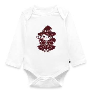 Chibi-Hexe - Baby Bio-Langarm-Body - Weiß - Vorne